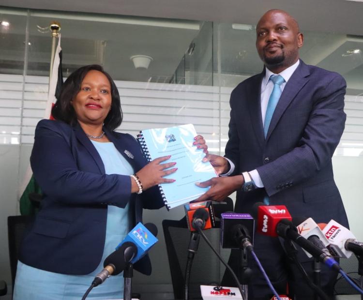 Outgoing CS Moses Kuria  hands over to incoming CS Rebecca Miano